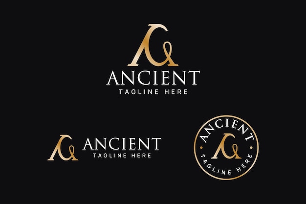 letra de oro de lujo A y C con zarcillos icono símbolo diseño de logotipo para joyería de moda boutique