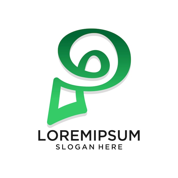 Letra P Alfabeto Iconos verdes naturales P Logotipo de la hoja