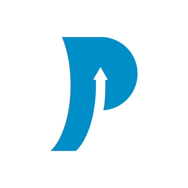 Letra P combinada con diseño de ilustración de icono vectorial de plantilla de logotipo de flecha