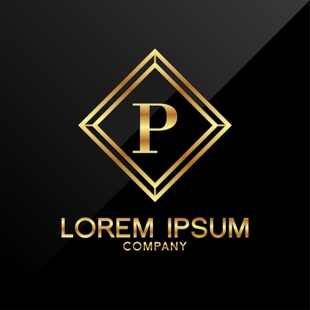 Vector letra p corona golden premium logo design