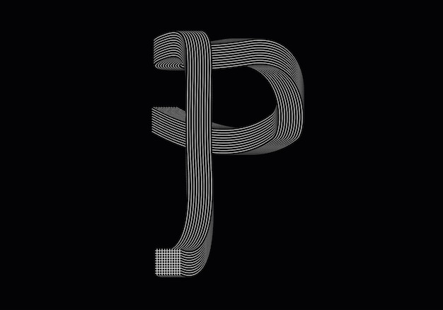 Letra P dibujada a mano. Letra P abstracta.