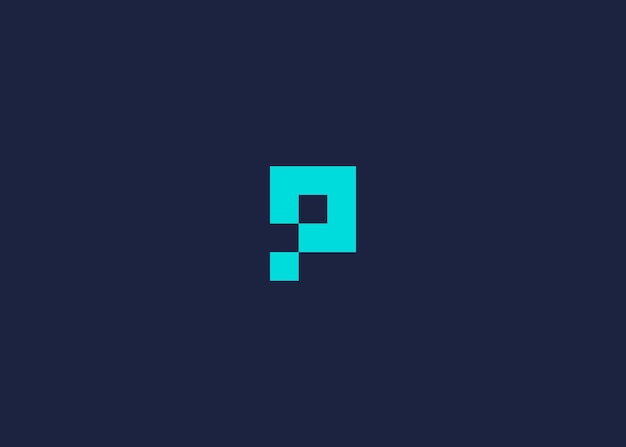 letra p con diseño de icono de logotipo de píxel inspiración de plantilla de diseño vectorial