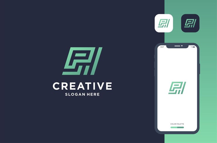 Vector letra p con diseño de logotipo de business insight