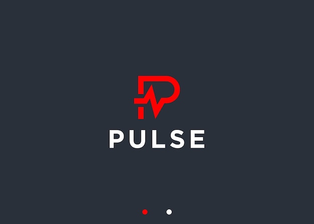 letra p con diseño de logotipo de pulso ilustración de silueta vectorial