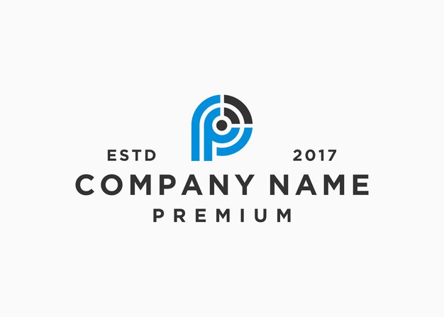 letra p con diseño de logotipo de señal plantilla de ilustración vectorial