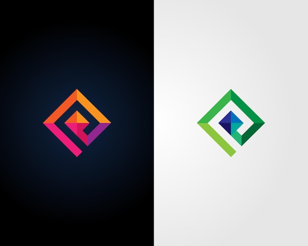 La letra P es una plantilla vectorial de diseño de elementos de íconos de logotipo coloridos