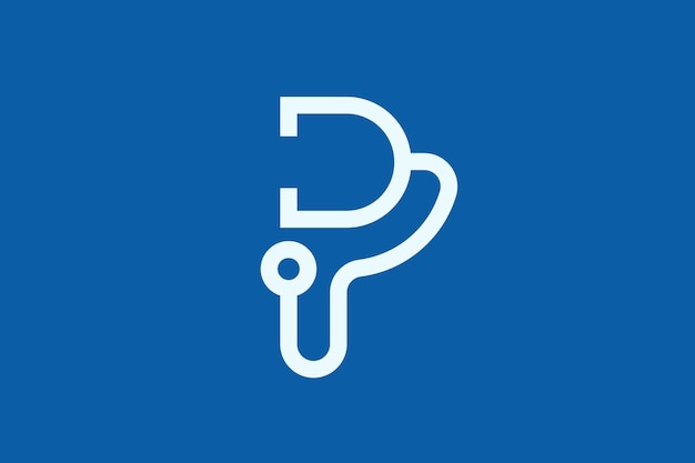 Letra P estetoscopio logotipo diseño simple gráfico vectorial