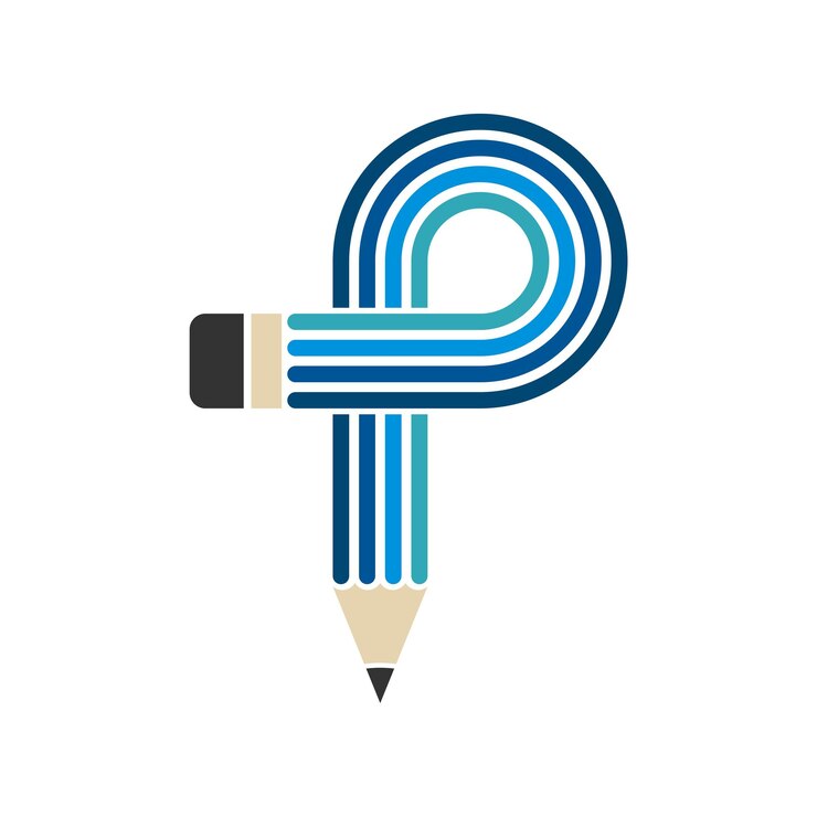 Vector letra p lápiz logo plantilla ilustración diseño vector eps 10