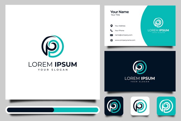 Letra p logo diseño creativo y plantilla de tarjeta de visita.