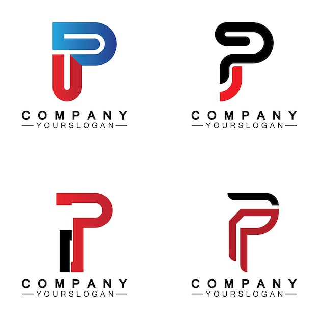 Letra P logo icono diseño vector alfabeto logo plantilla