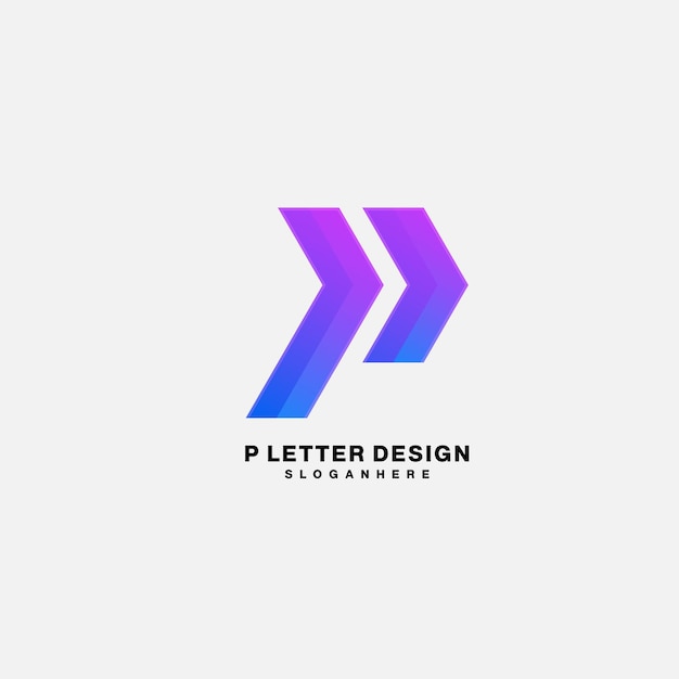 Letra p con logotipo de diseño de flecha colorido