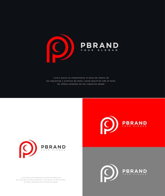 La letra P, el logotipo, el icono de la marca, el signo de identidad, la plantilla del símbolo de la letra p.
