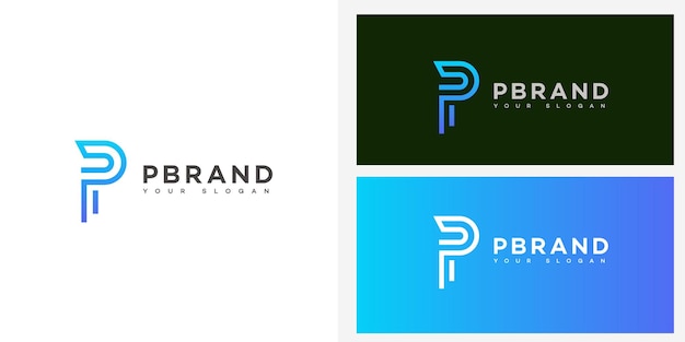 La letra P, el logotipo, el icono de la marca, el signo de identidad, la plantilla del símbolo de la letra p.