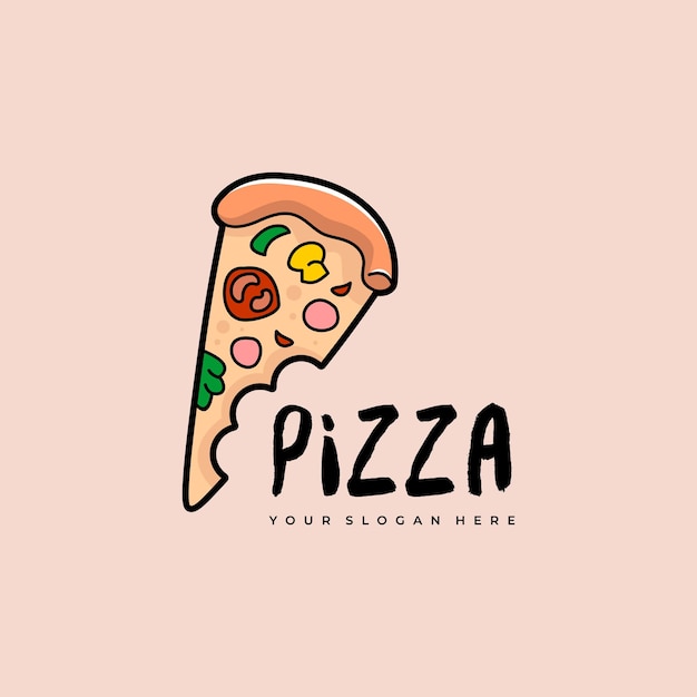 Letra P para logotipo de ilustración de pizza