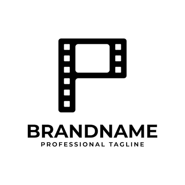 La letra P del logotipo de la película es perfecta para los estudios de producción de películas o cine
