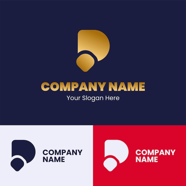 La letra P Oro Monograma de lujo Concepto del logotipo Diseño del logotipo