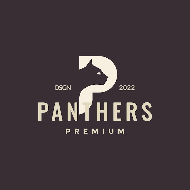 Letra p para pantera vintage logo diseño vector gráfico símbolo icono ilustración idea creativa