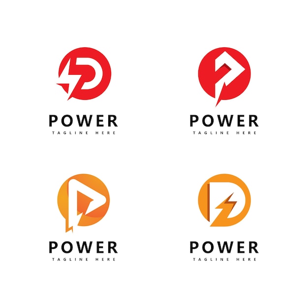 Letra p power logo icono diseño vectorial