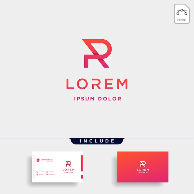 Letra P PR RP Monograma Diseño de logotipo Icono mínimo con color negro
