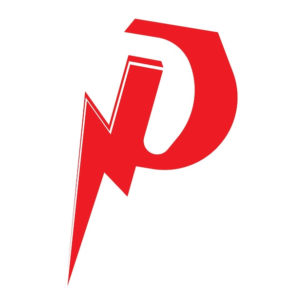 Letra p thunder power logo diseño ilustración vectorial