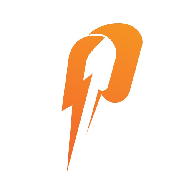 Letra P thunder power logo diseño ilustración vectorial
