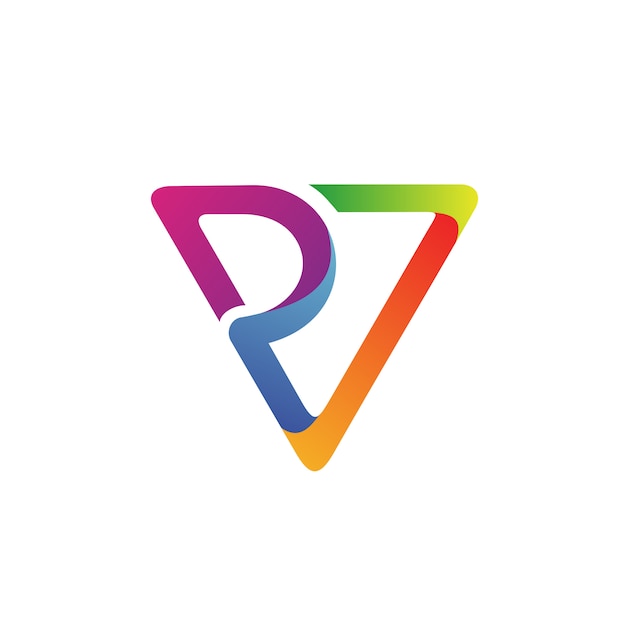 Letra p y v logo vector