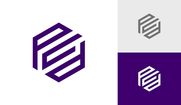 Letra PCD hexágono monograma logo diseño icono vector