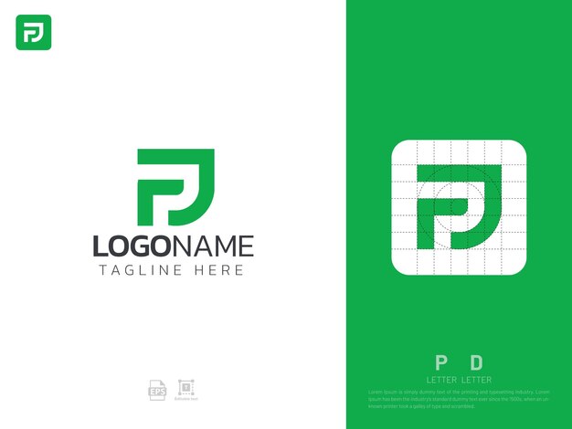 Letra PD monograma logotipo inicial geométrico moderno degradado cuadrícula logotipo