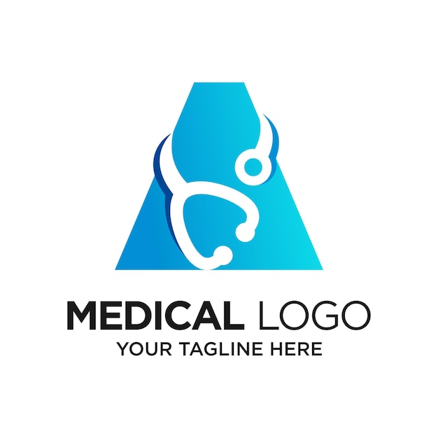 Letra A Plantilla de diseño de logotipo de estetoscopio Inspiración Ilustración vectorial