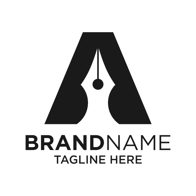 Letra A Plantilla de diseño de logotipo de pluma Inspiración Ilustración vectorial