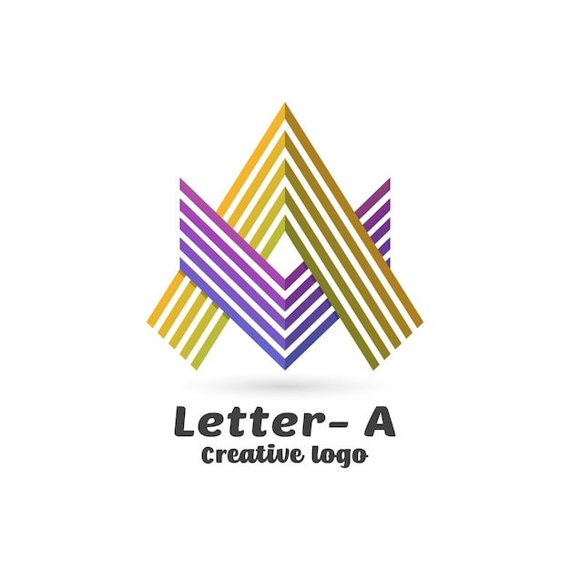 letra una plantilla de elemento de logotipo, icono de forma de línea de triángulo