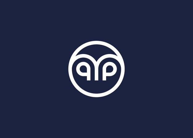 letra pp con diseño de icono de logotipo de búho inspiración de plantilla de diseño vectorial