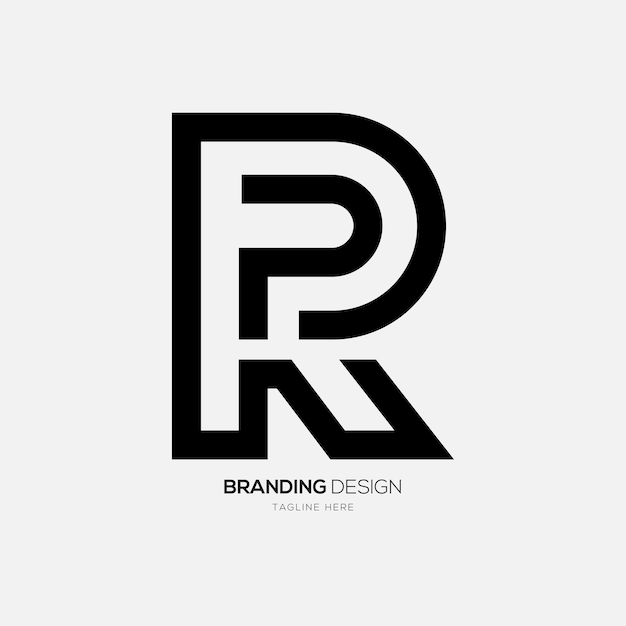 La letra Pr o Rp inicial mínima es el logotipo de marca de la tipografía moderna
