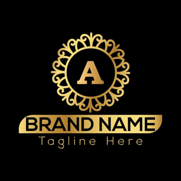 Letra premium Un diseño de icono de logotipo Marco de joyería de lujo Logotipo de borde de gema Icono de belleza, moda y spa