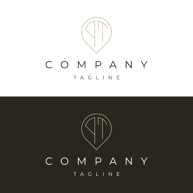 Letra PT TP punto inicial pin mapa icono local logotipo diseño vector plantilla