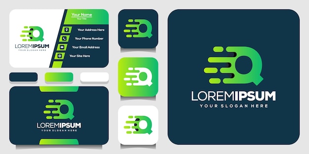 letra q abstracta con plantilla de logotipo rápido