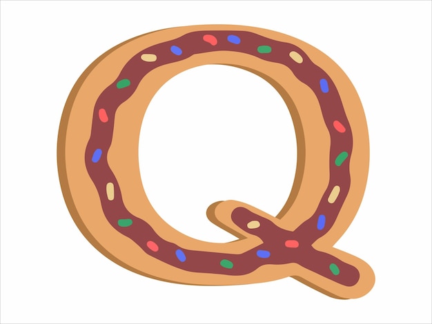 La letra Q del alfabeto con la ilustración de la rosquilla