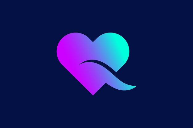 Letra Q amor diseño de logotipo vectorial de moda