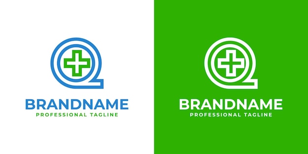 Letra Q Cruz Médica Logotipo moderno para negocios relacionados con Cruz Médica o Farmacia con la inicial Q