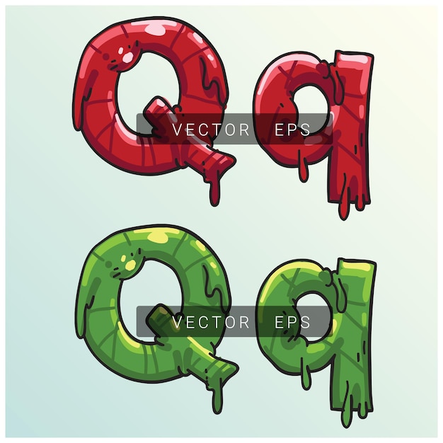 La letra Q es de color verde rojo.
