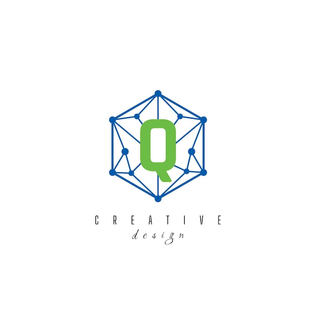 letra Q y IT simple diseño de logotipo de hexágono hexagonal elegante creativo