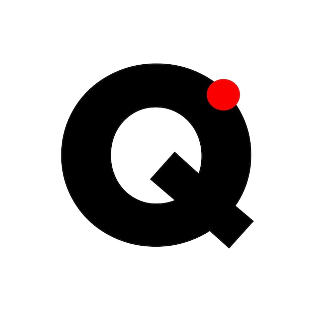 Letra Q con un monograma de la empresa Q de punto rojo