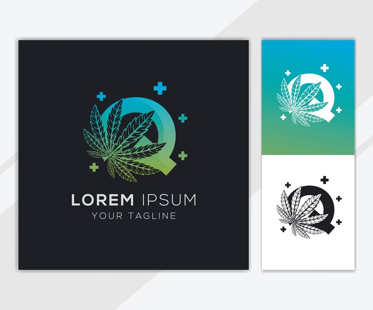 Vector letra q con plantilla de logotipo de cannabis abstracto