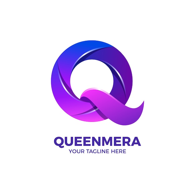 Letra Q en plantilla de logotipo de color degradado púrpura