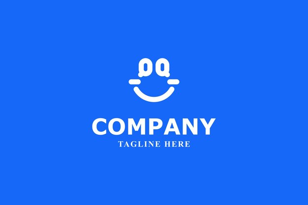 letra q y rostro sonriente logotipo feliz