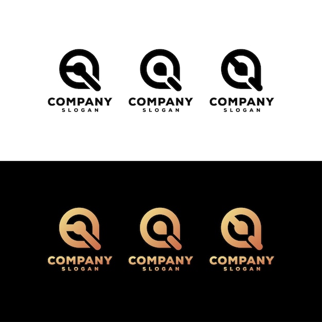 Vector letra q set diseño de logotipo