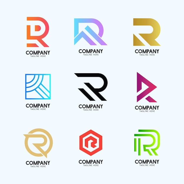 Letra r colección de ideas de logotipos modernos alfabeto logotipo geométrico