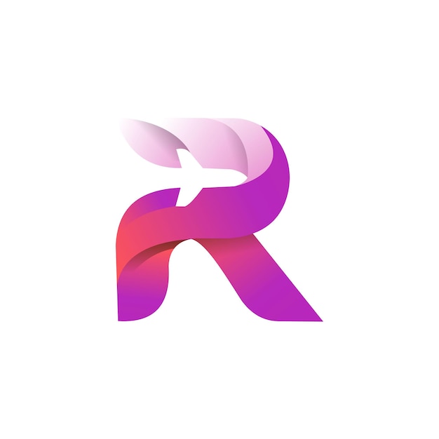 Letra R con diseño vectorial de plano de flecha Logotipo de icono abstracto