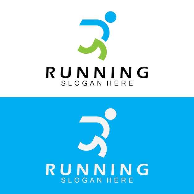 Letra R para ejecutar la combinación de diseño de logotipo letra R y personas