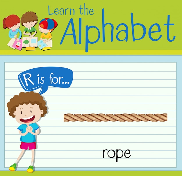 La letra R de Flashcard es para cuerda